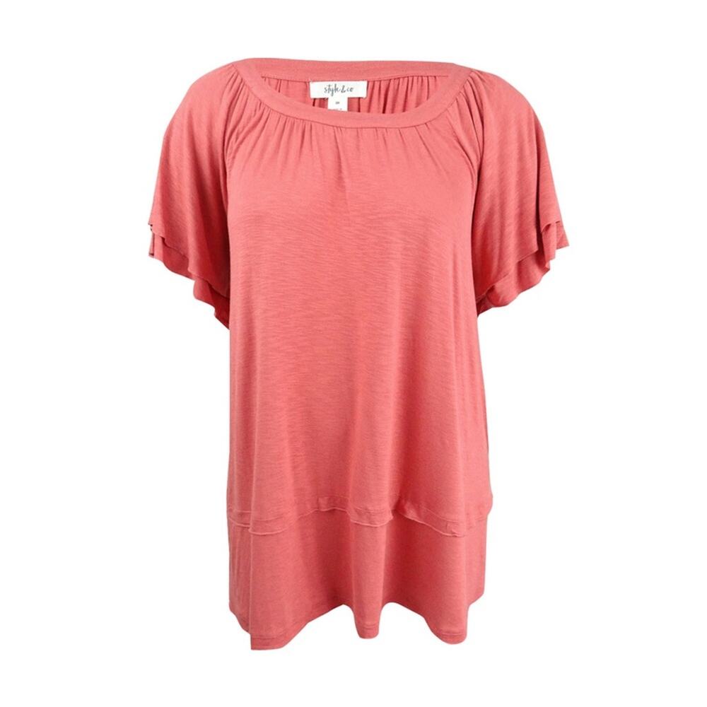 Style & Co. Flutter-sleeve Chic Swing Blouse-OX